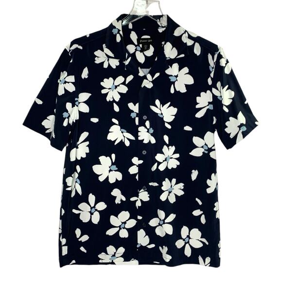 Porter Ash S Mens Floral Print Performance Shirt Button Front Hawaiian - Picture 1 of 8